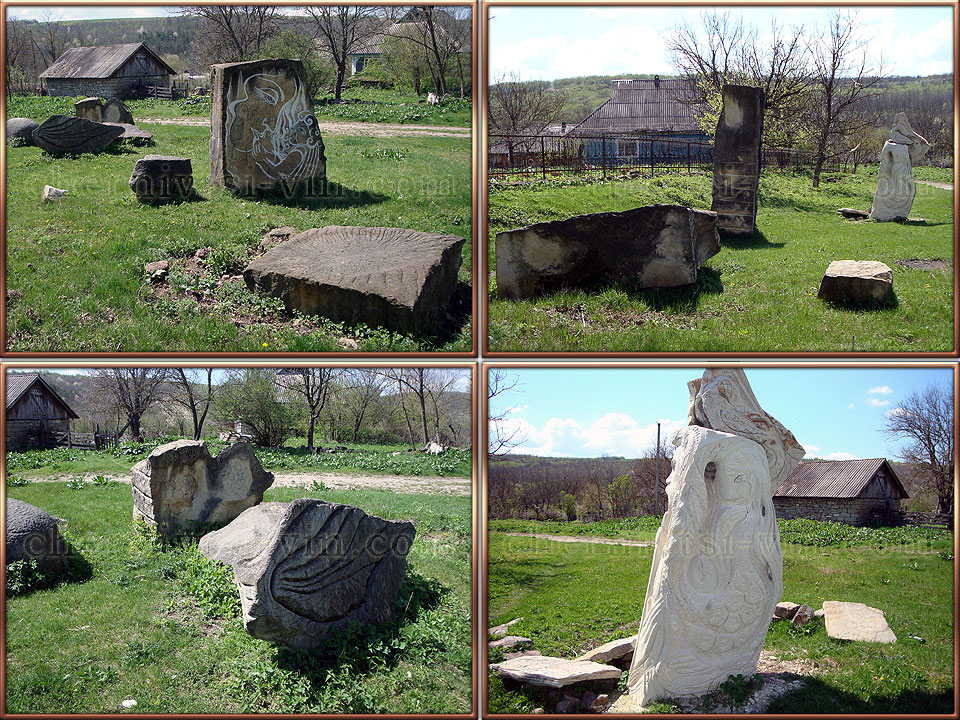 кам'яні скульптури в с.Букатинка у Чернівецькому районі