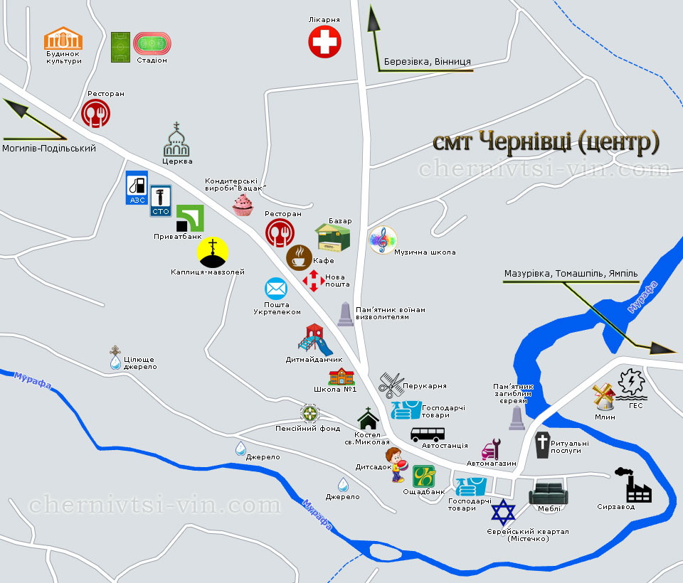 Мапа смт Чернівці