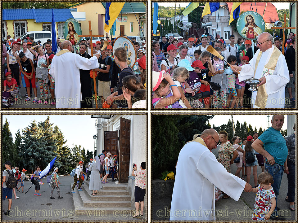 освячення паломників біля костелу святого Миколая, Чернівецький район